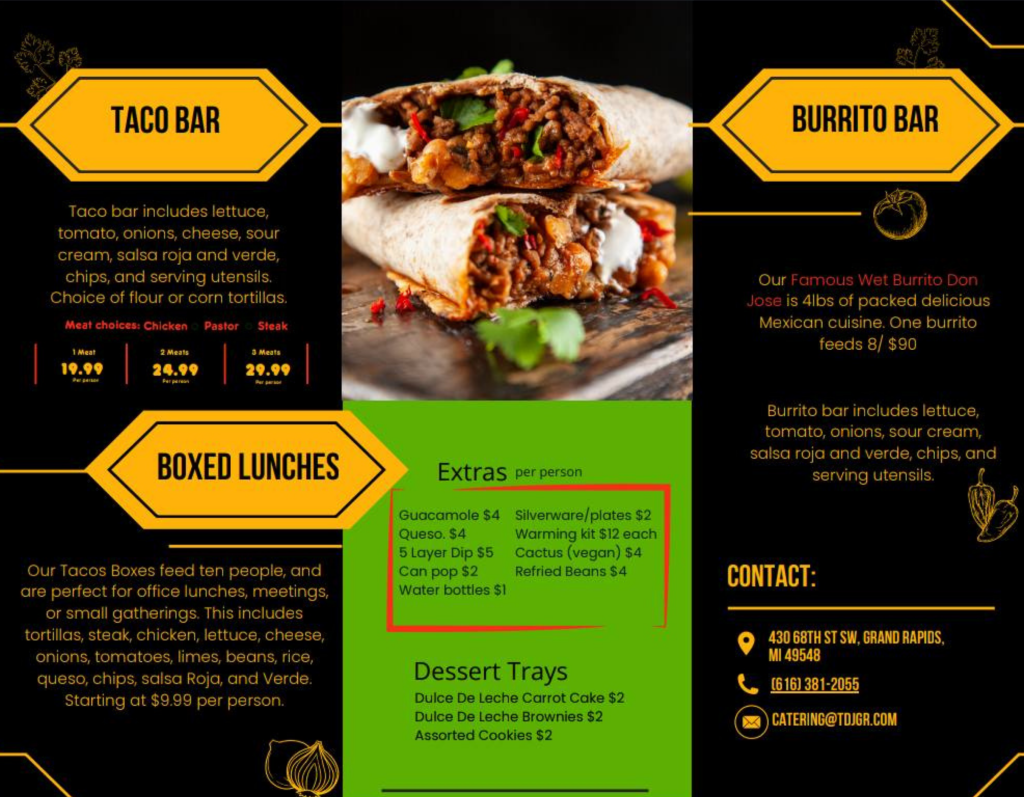 Tacos don jose catering menu 2