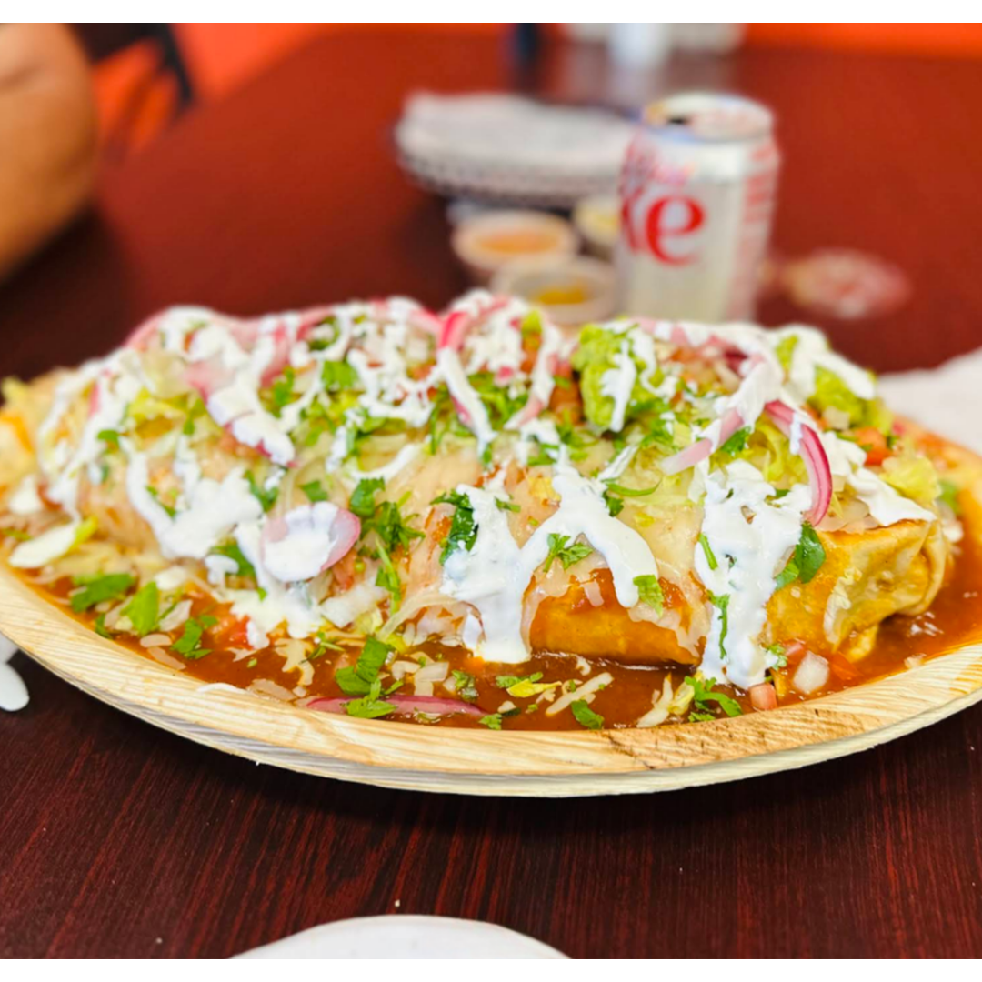 burrito with homemade red sauce